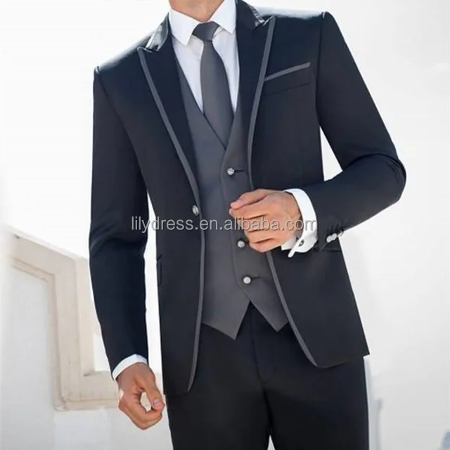 

LL021 Custom Costume Homme Mariage Black Groom Tuxedos Groomsmen Wedding Suits for Men Prom (Jacket+Pants+Vest), Per the request