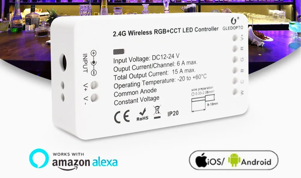 DC 12V 24V 5Channel 15A RGBW RGBCCT ZLL Bridge Smart Voice App Control ZigBee Dimmer LED Strip Controller - ANKUX.COM