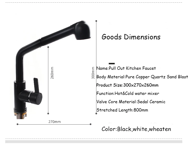 New Faucet Single Handle Drawing Brass Black Mixer Kitchen Tap