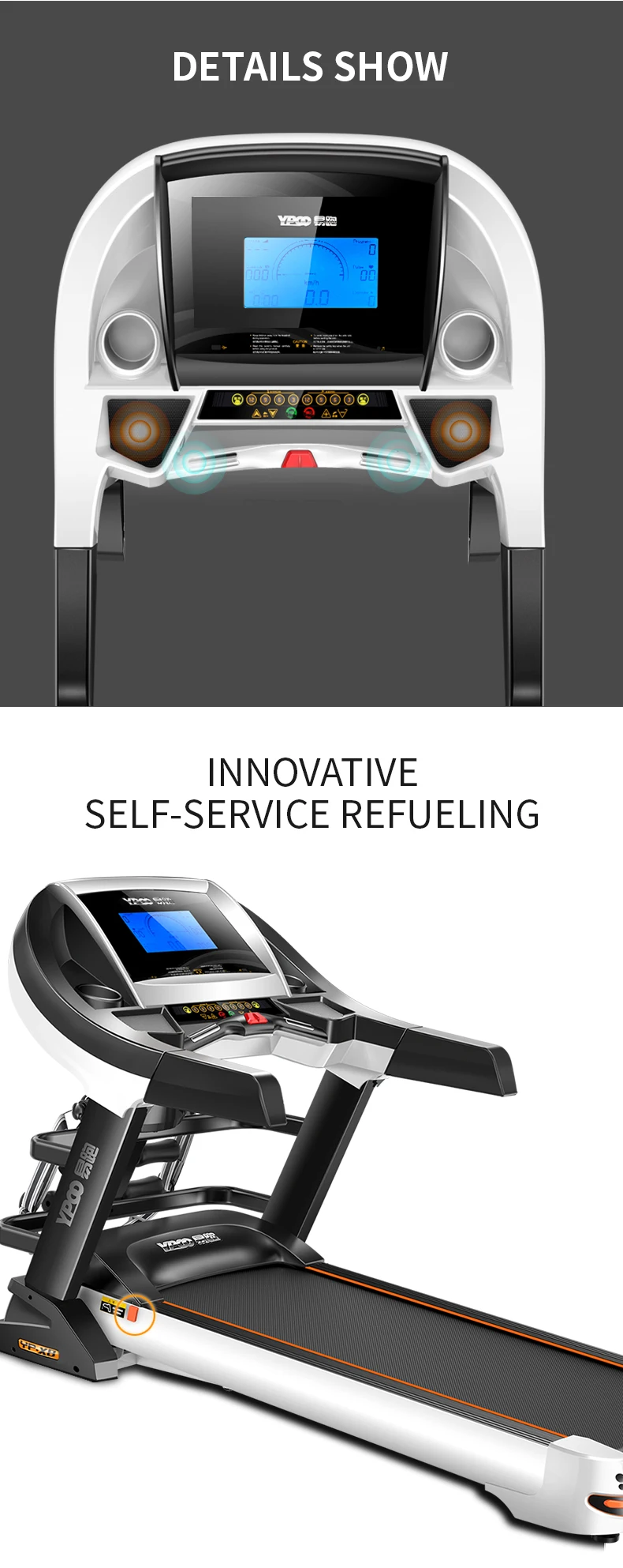 Ypoo Home Use Luxury Electric Treadmill Fold With Reverse Intelligent