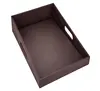 5 star hotel special shape oem faux leather boot tray with handle