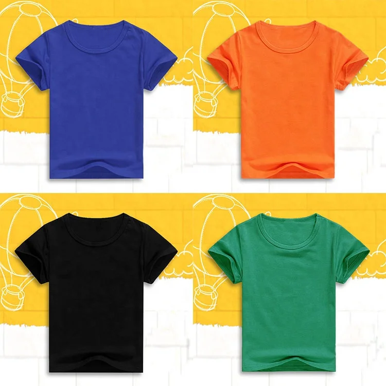 

Wholesale kids 12 colors blank plain o-neck custom logo combed cotton children's T-shirt, Picture