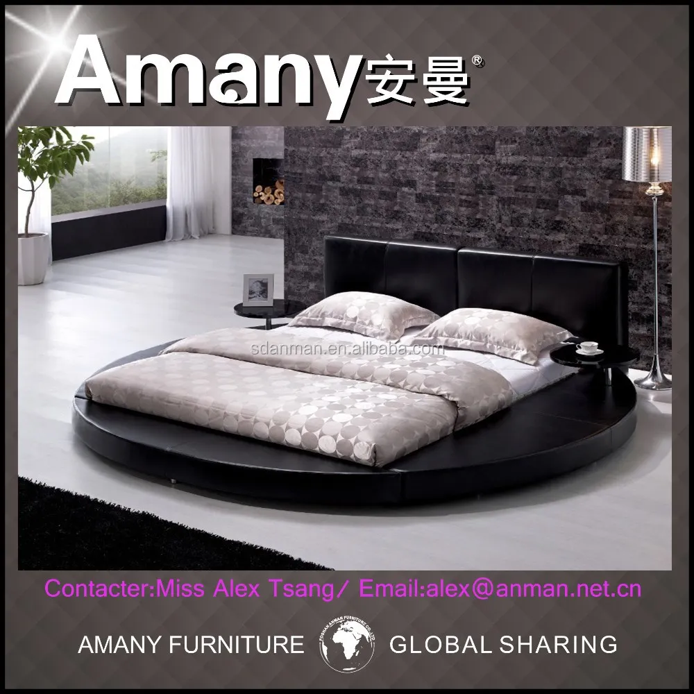 Romantische rundes form echte leder bett legt hochzeitszimmer bett ... Rundes bett