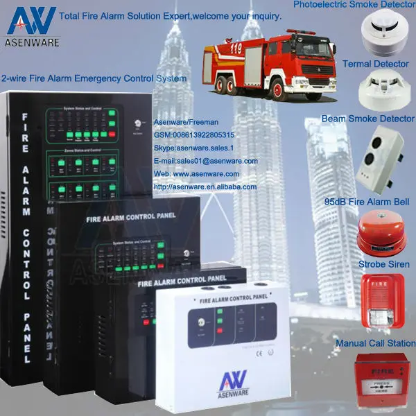 32-zone GSM SMS Fire Alarm System With Heat & Smoke Detector