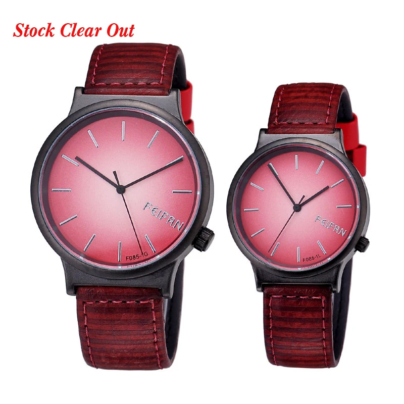 

Promotion FEIFAN Brand Japan Movement Quartz Couple Watch, Red yellow brown blue