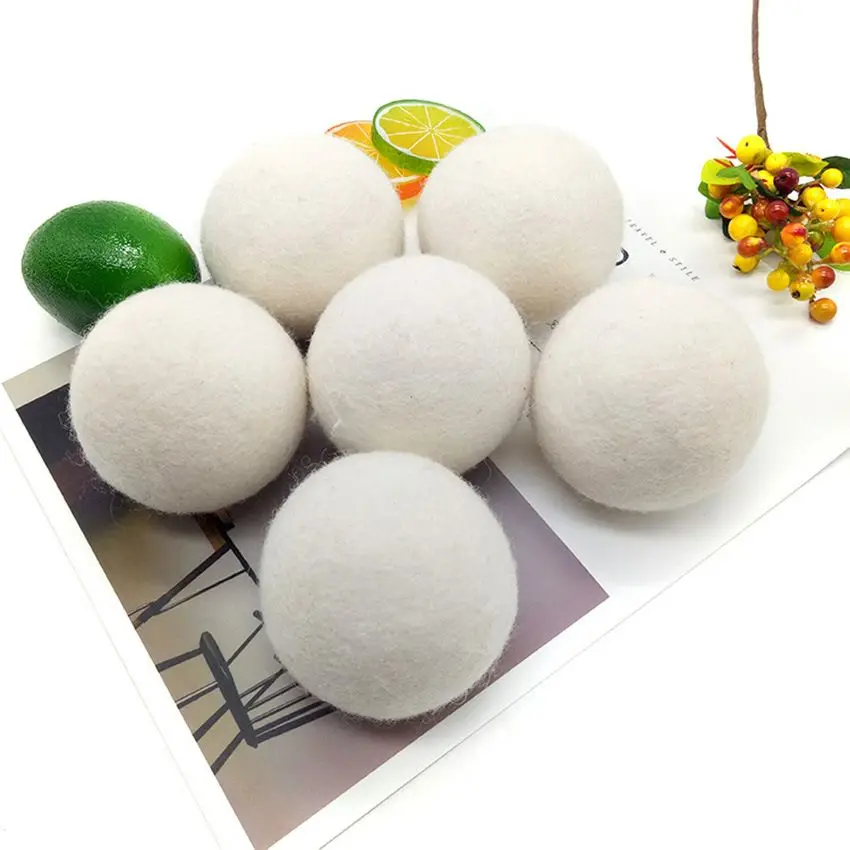 

Natural Reusable Laundry Wool Dryer Balls Washing Machine Saves Drying Time, Nature white