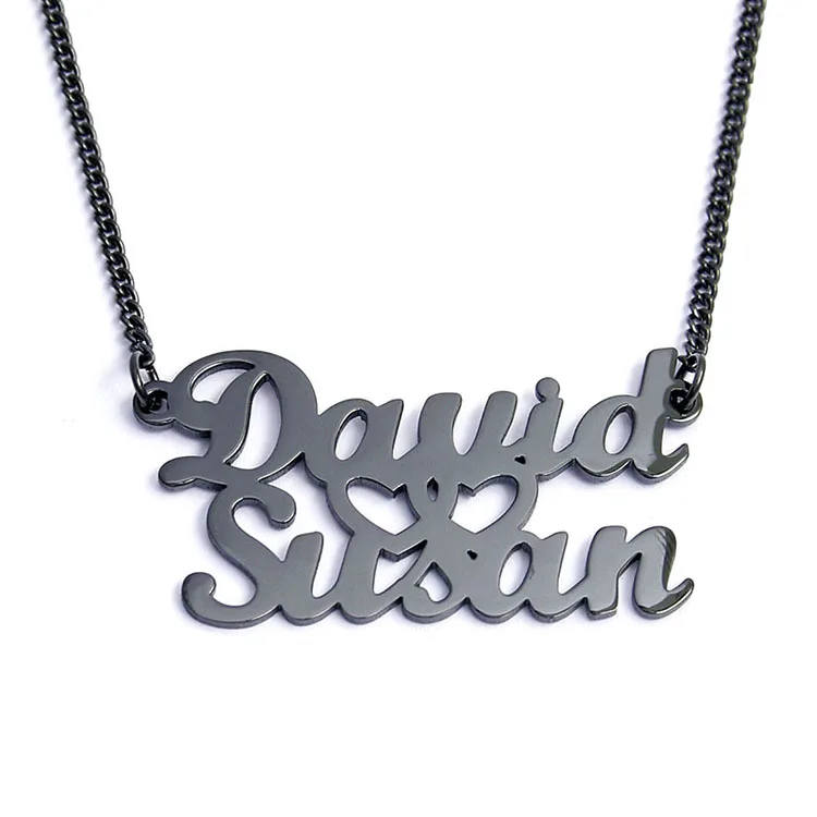 Wholesale Personalised Sterling Silver Custom Double Name Necklace