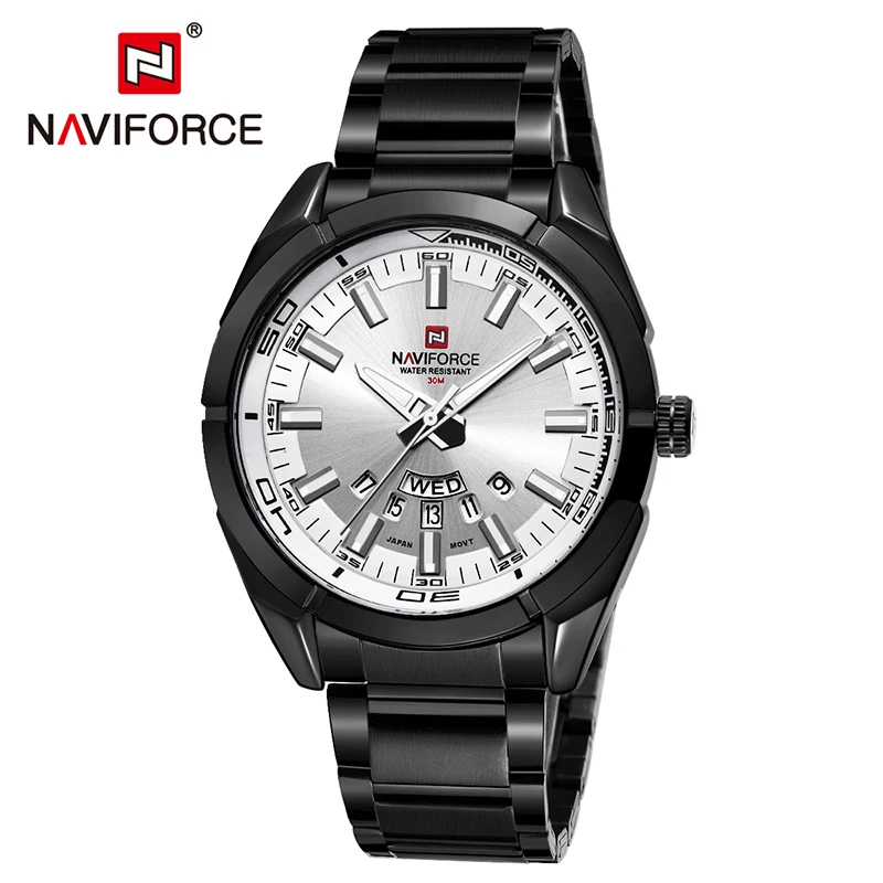 

Watch Mens NAVIFORCE Luxury Brand Quartz Watch Men Waterproof Sport Watches Full steel Black Wristwatches relogio masculino