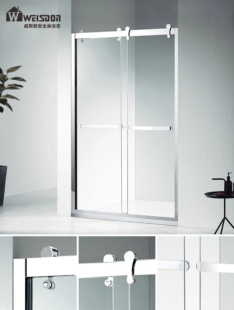 New design stainless steel frame walk-in sliding glass shower door