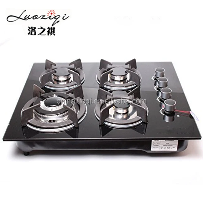 Built In Tempered Glass Domestic 4 Burner Lpg Gas Hob Propane Gas