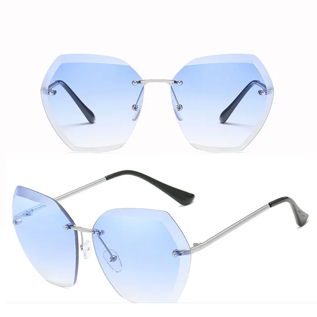 DLL7741 New ocean film trendy glasses trimming ladies rimless metal sunglasses wholesale