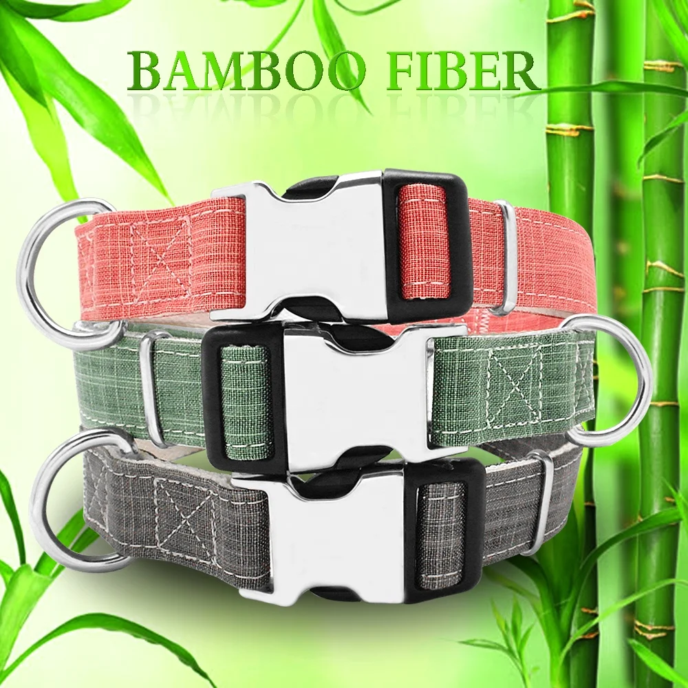 

Didog New Style Friendly Bamboo Fiber Dog Collar De Perro For Small Midium Large Dogs Pets, Grey, green, pink