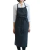 Adjustable wholesale promotion adults custom logo cotton and linen apron with ruffle