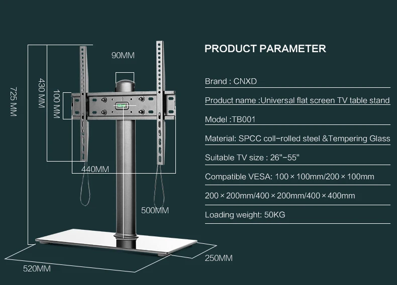 Universal Moderno Soporte Tv/vidrio Escritorio Llevó Soporte De La Tv