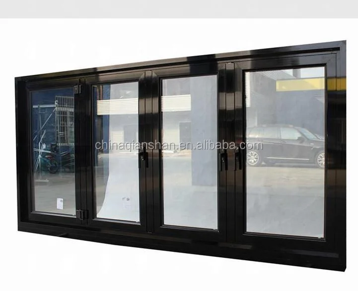 latest modern design black powder coating color double glass aluminium folding window bifold windows for residential  house