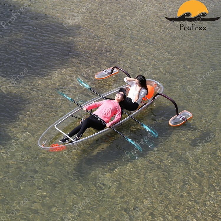
Clear bottom PC transparent kayak canoe with stabilizer outrigger 