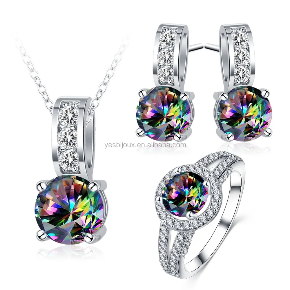 

AB crystal zirconia stone jewelry set fine jewellery free sample