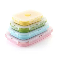 

4 Pieces Set Rectangle Custom Eco Friendly Home Collapsible Tiffin Compartment Silicone Bento Lunch Box Food Storage Container