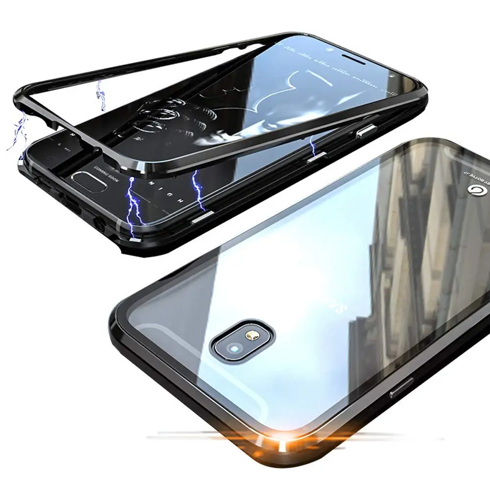 Dropshipping For Samsung J7 pro Magnetic case tempered glass phone case for Samsung galaxy J7 pro