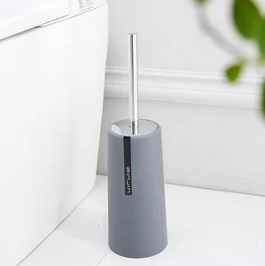 Image of New style hot sell plastic toilet brush set toilet brush with stainless steel holder set