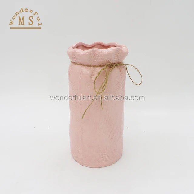 Ceramic a hemp rope types of flower vase shapes,handmade ceramic vase,porcelain vase with