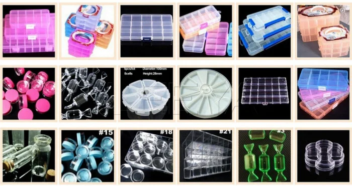 Good Quality Crystal Stone Plastic Jewelry case With 6cm Round Shape Plastic case for Nails