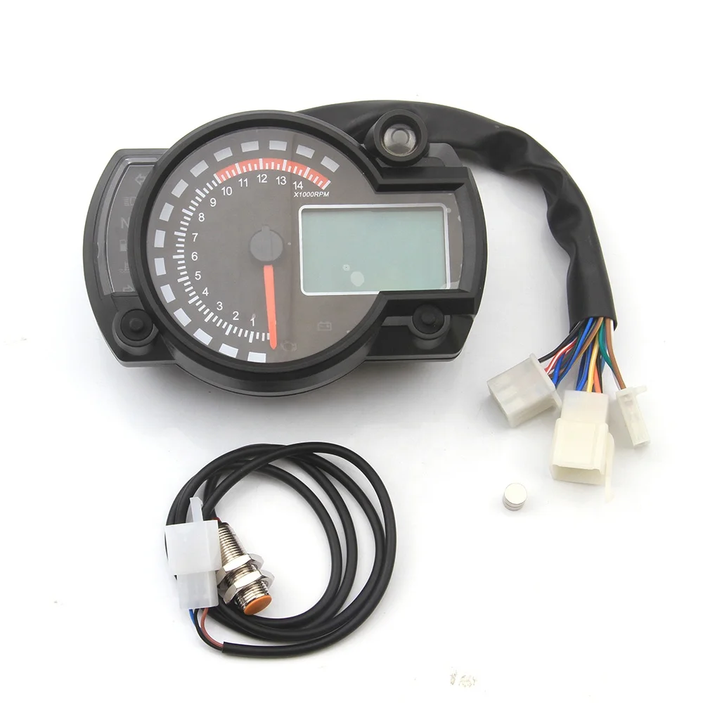 

Display LCD Digital Light Odometer Speedometer Tachometer 7 colors Adjustable 15000RPM/Min Universal Motorcycle Instrument