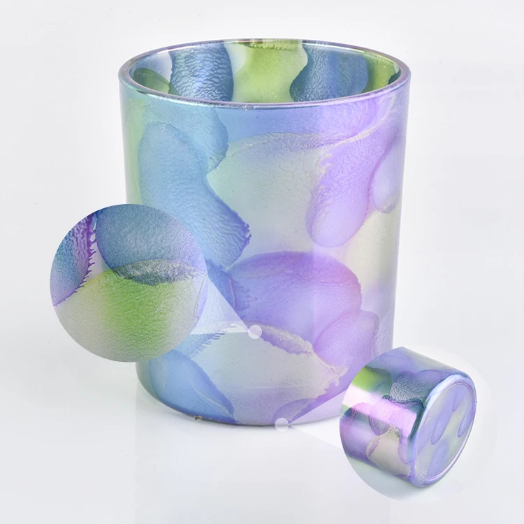 Colorful electroplating glass candle jar tumbler candle holder for home decor