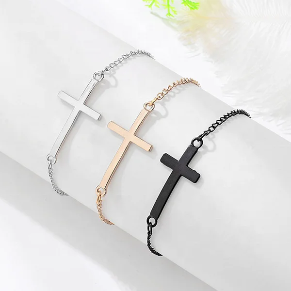 

Fashion Jewelry New Arrival Women Jewelry Gold Chain Link Bracelet Designs Cross Silver&Gold