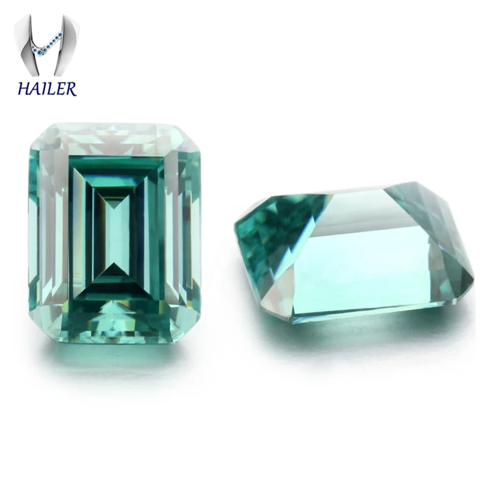 

Synthetic Moissanite Diamond Emerald Cut Cheap Price Green Color moissanite stones for sale, 100% natural color