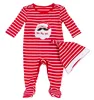 winter knitted one piece jumpsuit, Christmas HO HO HO baby boys clothes with bonnet
