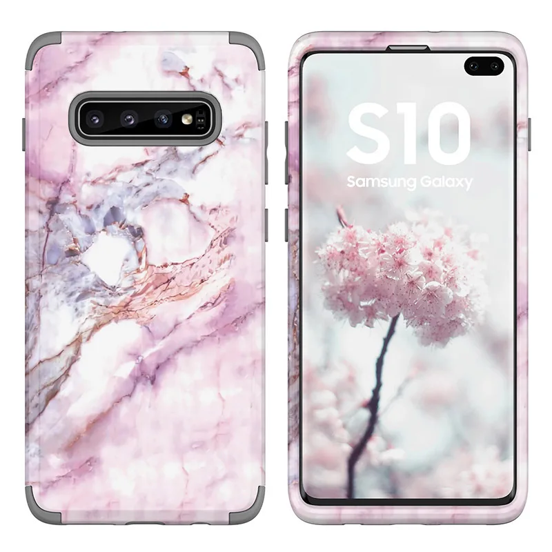 

Senlan New Design 3 in 1 shockproof full cover pc tpu marble phone cover case