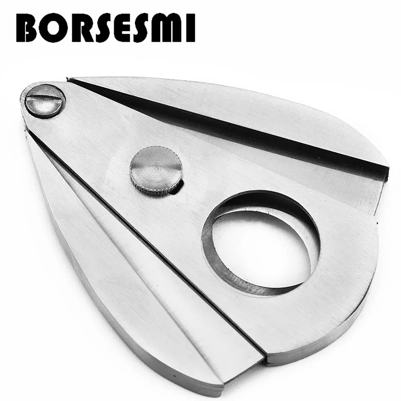 

New creative stainless steel cigar scissors Metal Guillotine smoking accessories Double Blades Cigar Cutter, Silver