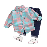 

2019 High Quality New Style Trade Fashion baby shirts and jeans children clothing sets boutique