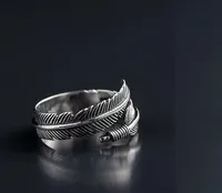 

Hot sale manufacturer 925 vintage feather plain silver ring