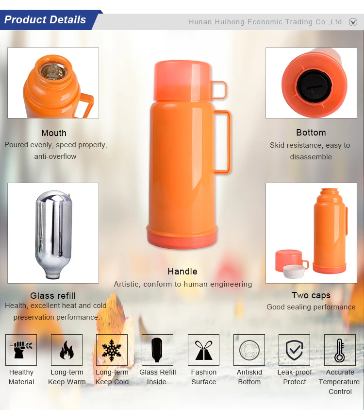 Wujo Plastic Body Health Glass Refill Vaccum Thermos Flasks With Two