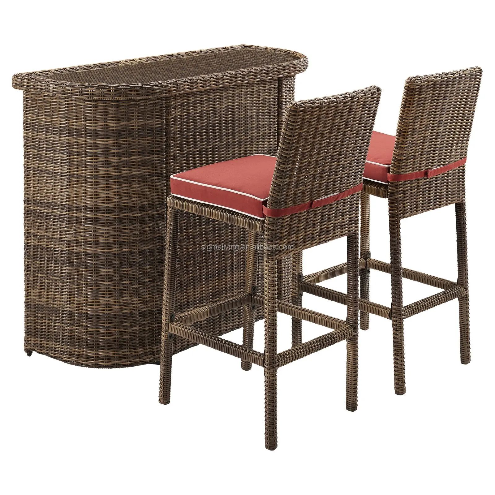 Wholesale Outdoor Cheap High Quality Wicker Patio Cube Set Rattan Furniture Outside Garden Home Bar Table Stool Chair Sets