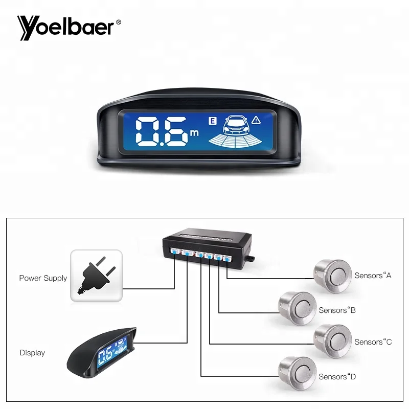 
Car Auto Parktronic LED Parking Sensor With 4 Sensors Reverse Backup Car Parking Monitor Detector System Backlight Display 