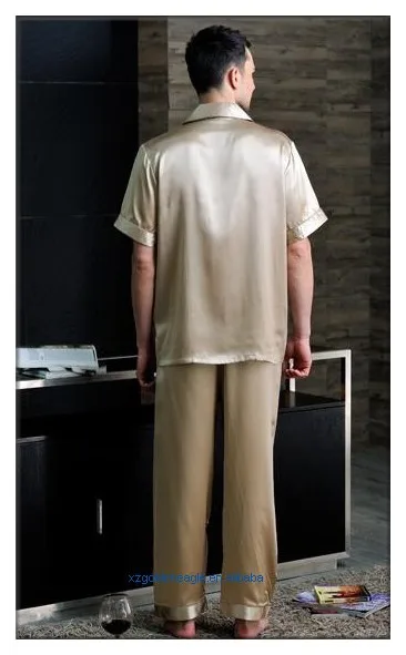Men's 100% Silk Sleeping Pajamas silk sleepwear