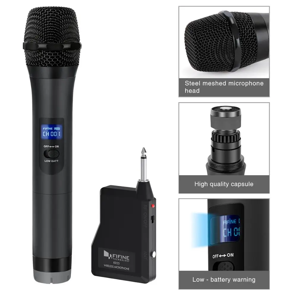 

Fifine K025 Factory Wholesale UHF Wireless Handheld Church Home Party Karaoke Microphone