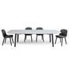 Metal frame natural stone top 6-8 people modern marble dinning table set