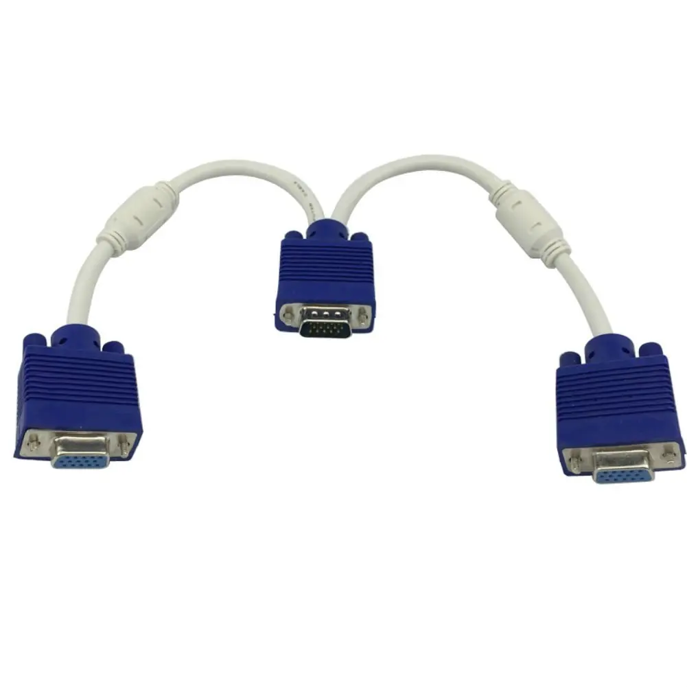 TOOGOO R Video Monitor VGA and Splitter Cable 1 Male to 2 Female Video Splitter Cable White