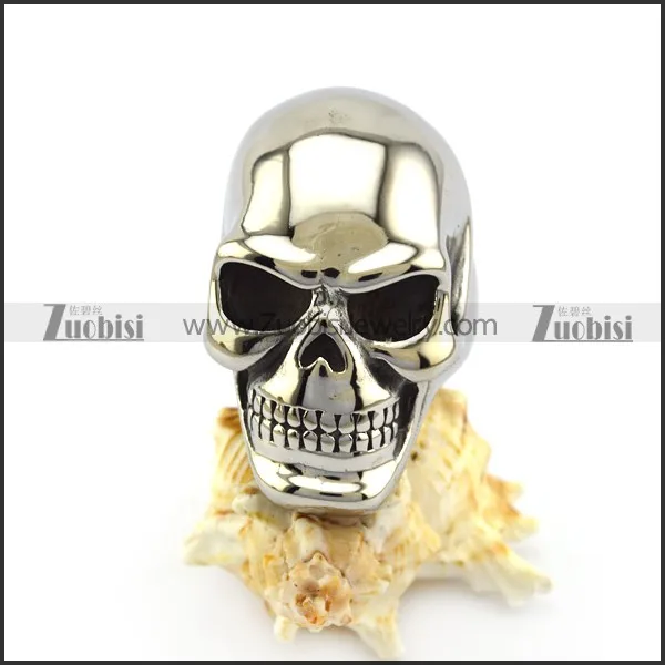 

Silver High Polishing Huge Skull Ring with Solid Back for Punker, Silver as picture;other platings are available