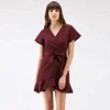 Wrapped bust design Sash Ruffle Dress From Chinese Clothing Manufacturer