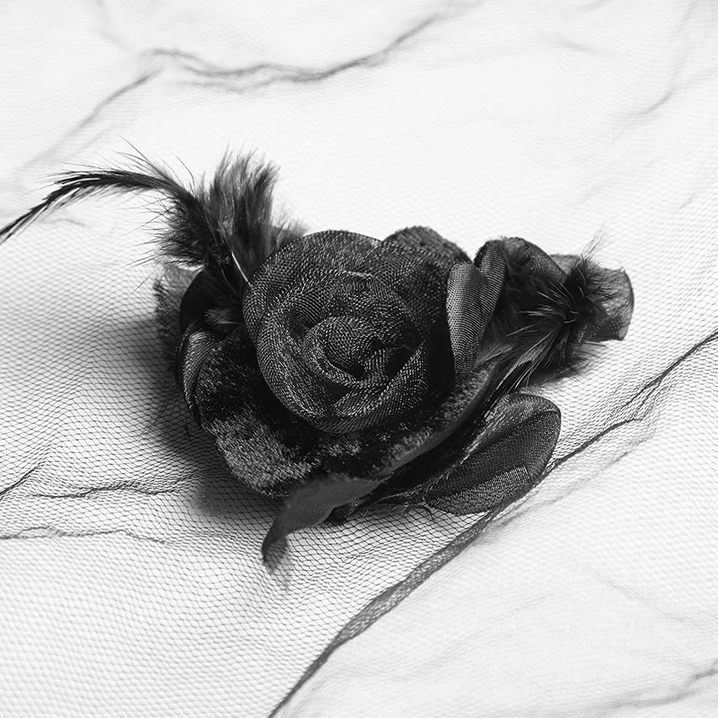 S-224 punk veils 3D rose flower long lace veils for wedding