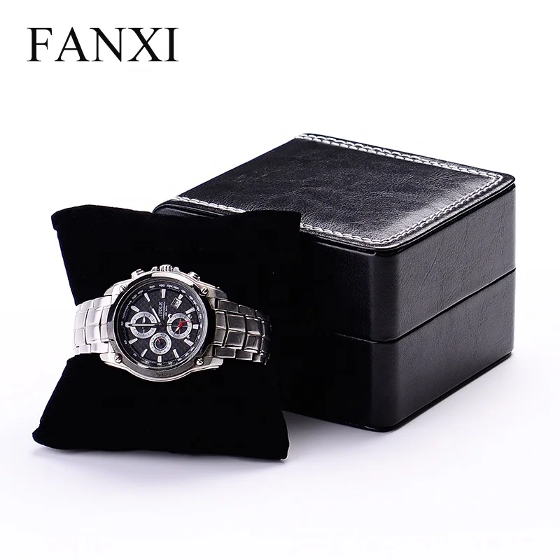 

FANXI Custom Luxury Black PU Leather Watch Packing Box For Bangle Bracelet Jewelry Gift Storage Plastic Watch Packaging Box, N/a