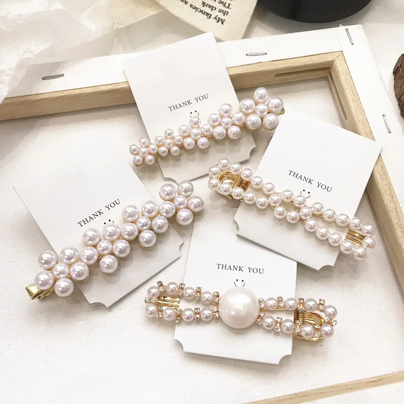 

Hot ins style 2019 trend design fancy duckbill pearl barrette girls hair clips bowknot flower bb pin fresh design summer, N/a