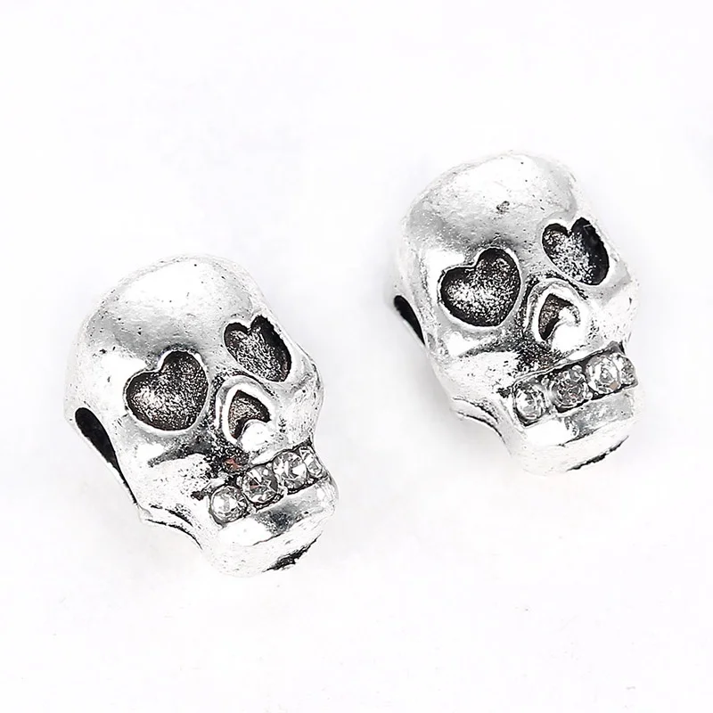

Ancient silver skull alloy charms spacer beads for jewelry making, Picture