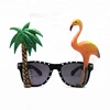 Palm tree Flamingo summer pool custom animal shape cheap price bulk buy promotion bright color funny crazy party glasses frame