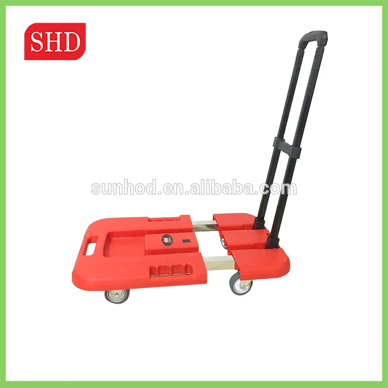 Flatbed Trolleys No Noise Plastic Shopping Hand Trolley Platform Hand